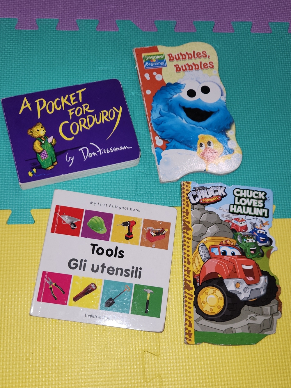 4 Children's Board Book Set - Colorful Kids Stories